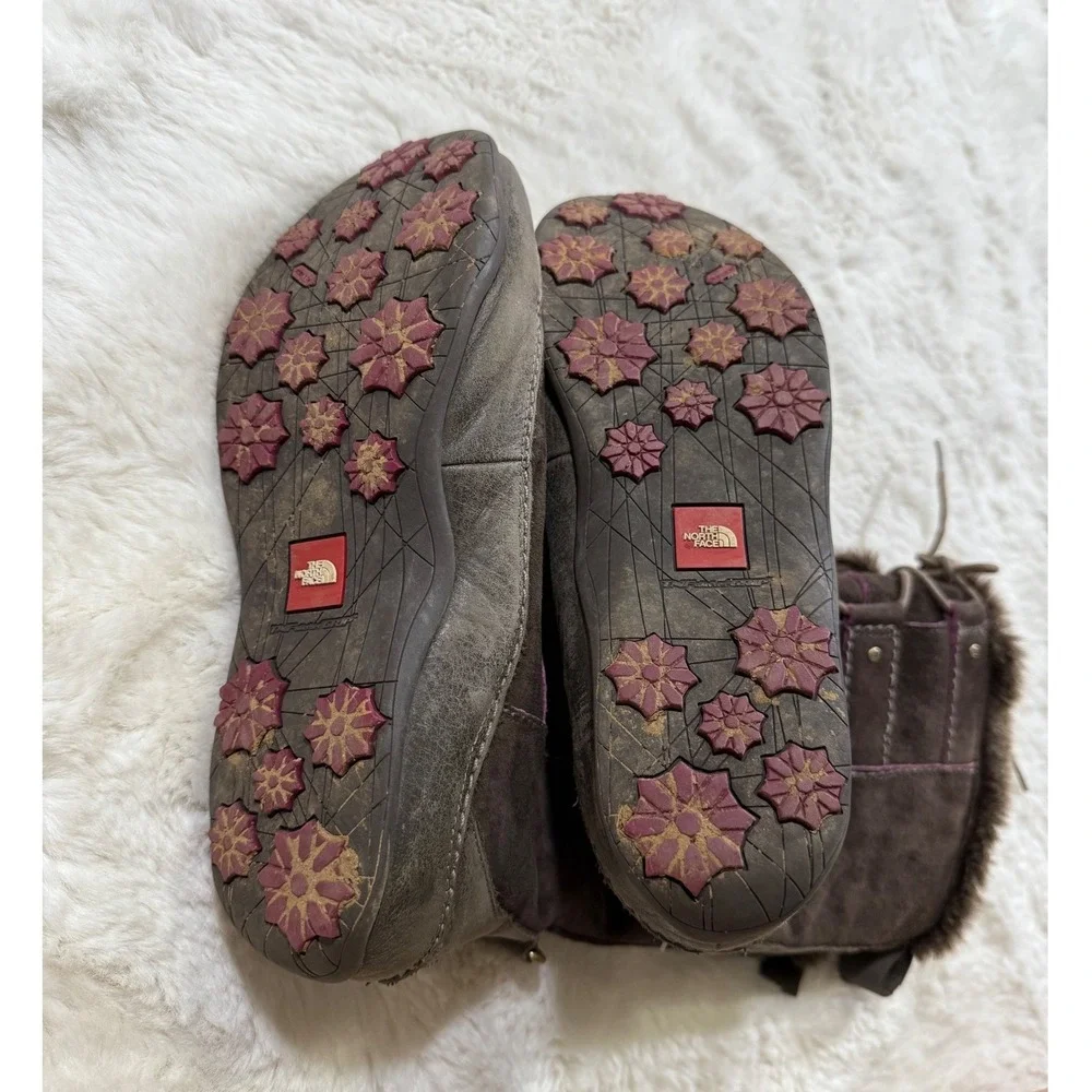 The North Face Winter Boots 8.5 Brown Waterproof Suede PrimaLoft Faux Fur Hiking
